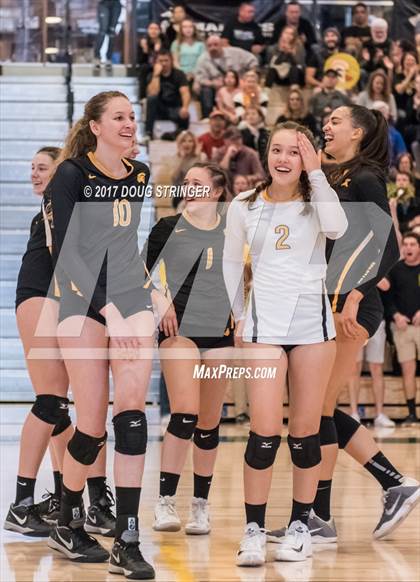 Thumbnail 2 in CCS Div2 Girls Volleyball Championship(Mountain View vs. Presentation) photogallery.