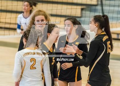 Thumbnail 1 in CCS Div2 Girls Volleyball Championship(Mountain View vs. Presentation) photogallery.
