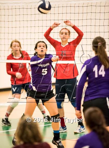 Thumbnail 1 in Community Christian vs Victory Baptist Academy (TCA Volleyball Tournament)  photogallery.
