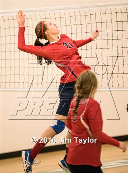 Thumbnail 3 in Community Christian vs Victory Baptist Academy (TCA Volleyball Tournament)  photogallery.