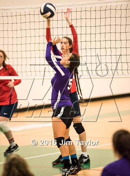 Thumbnail 1 in Community Christian vs Victory Baptist Academy (TCA Volleyball Tournament)  photogallery.