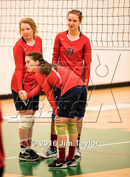 Thumbnail 1 in Community Christian vs Victory Baptist Academy (TCA Volleyball Tournament)  photogallery.