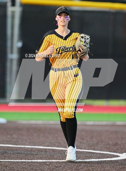 Thumbnail 3 in Liberty vs. Bridge City (UIL Softball 4A Region 3 Regional Quarter Final) photogallery.