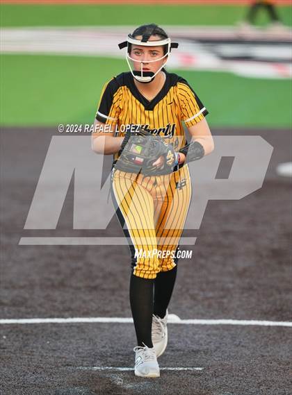 Thumbnail 3 in Liberty vs. Bridge City (UIL Softball 4A Region 3 Regional Quarter Final) photogallery.