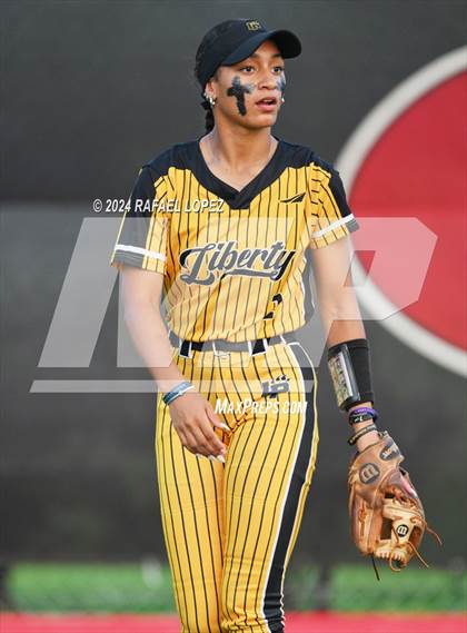 Thumbnail 3 in Liberty vs. Bridge City (UIL Softball 4A Region 3 Regional Quarter Final) photogallery.