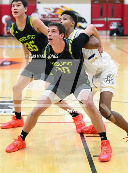 Thumbnail 1 in Prolific Prep of Napa Christian vs. Hillcrest Prep (Hoophall West Tournament) photogallery.