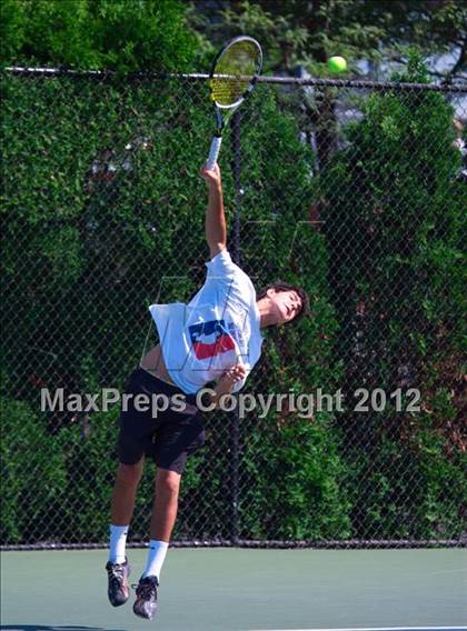 Thumbnail 1 in NYSPHSAA Boys Tennis Championships (Round 2) photogallery.