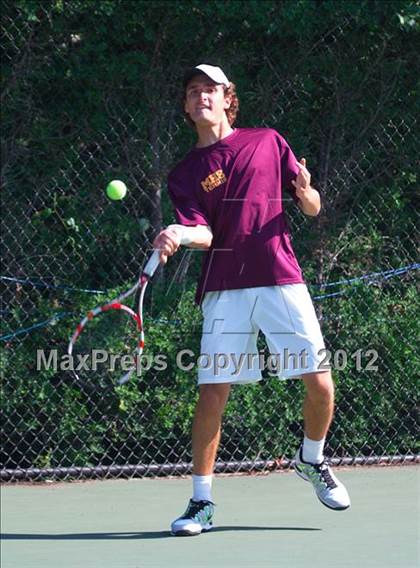 Thumbnail 1 in NYSPHSAA Boys Tennis Championships (Round 2) photogallery.