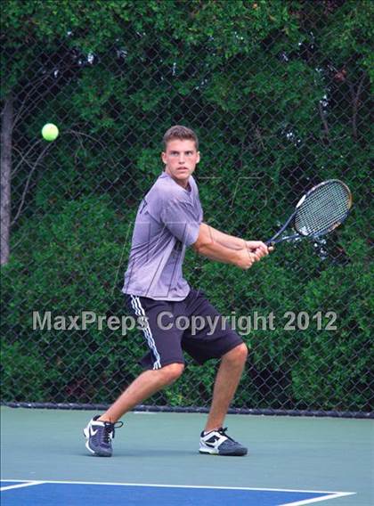 Thumbnail 1 in NYSPHSAA Boys Tennis Championships (Round 2) photogallery.