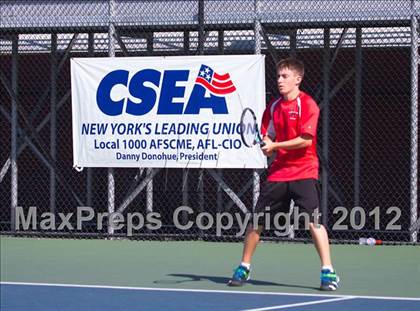 Thumbnail 1 in NYSPHSAA Boys Tennis Championships (Round 2) photogallery.