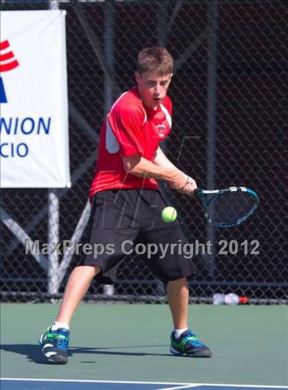 Thumbnail 1 in NYSPHSAA Boys Tennis Championships (Round 2) photogallery.
