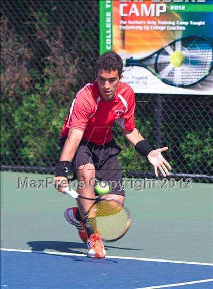 Thumbnail 1 in NYSPHSAA Boys Tennis Championships (Round 2) photogallery.