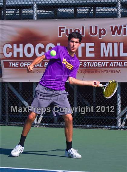 Thumbnail 1 in NYSPHSAA Boys Tennis Championships (Round 2) photogallery.
