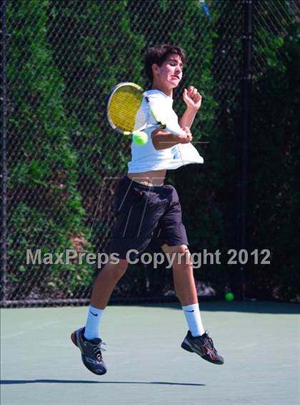 Thumbnail 1 in NYSPHSAA Boys Tennis Championships (Round 2) photogallery.