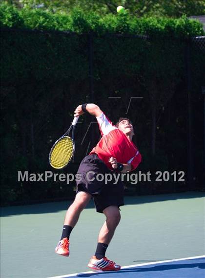 Thumbnail 3 in NYSPHSAA Boys Tennis Championships (Round 2) photogallery.