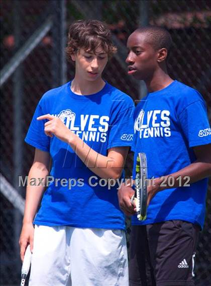 Thumbnail 2 in NYSPHSAA Boys Tennis Championships (Round 2) photogallery.