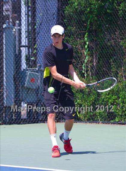 Thumbnail 1 in NYSPHSAA Boys Tennis Championships (Round 2) photogallery.