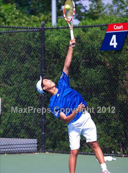 Thumbnail 3 in NYSPHSAA Boys Tennis Championships (Round 2) photogallery.