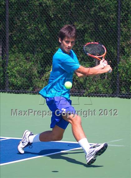 Thumbnail 3 in NYSPHSAA Boys Tennis Championships (Round 2) photogallery.