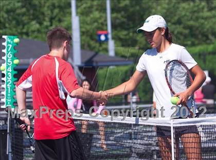 Thumbnail 1 in NYSPHSAA Boys Tennis Championships (Round 2) photogallery.
