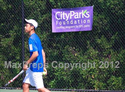 Thumbnail 1 in NYSPHSAA Boys Tennis Championships (Round 2) photogallery.