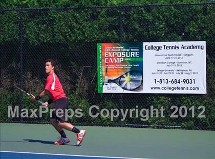 Thumbnail 1 in NYSPHSAA Boys Tennis Championships (Round 2) photogallery.