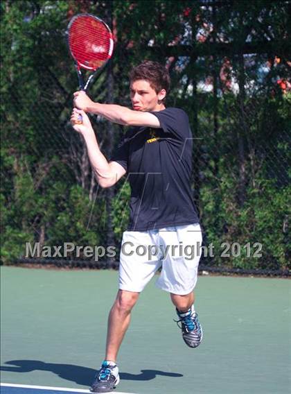 Thumbnail 1 in NYSPHSAA Boys Tennis Championships (Round 2) photogallery.