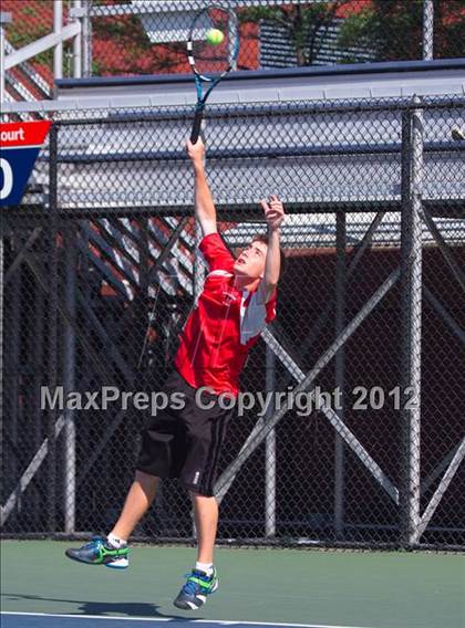 Thumbnail 2 in NYSPHSAA Boys Tennis Championships (Round 2) photogallery.