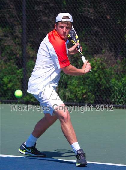 Thumbnail 1 in NYSPHSAA Boys Tennis Championships (Round 2) photogallery.