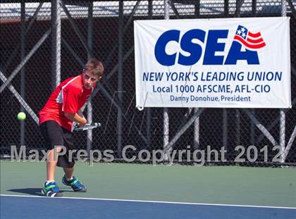 Thumbnail 1 in NYSPHSAA Boys Tennis Championships (Round 2) photogallery.