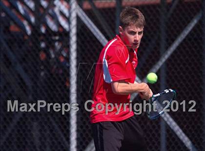 Thumbnail 3 in NYSPHSAA Boys Tennis Championships (Round 2) photogallery.