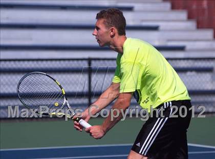 Thumbnail 1 in NYSPHSAA Boys Tennis Championships (Round 2) photogallery.