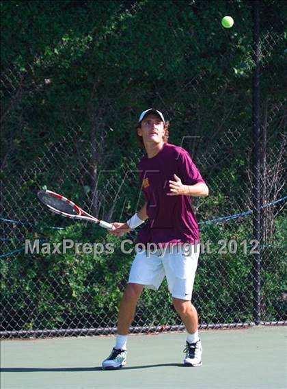 Thumbnail 1 in NYSPHSAA Boys Tennis Championships (Round 2) photogallery.