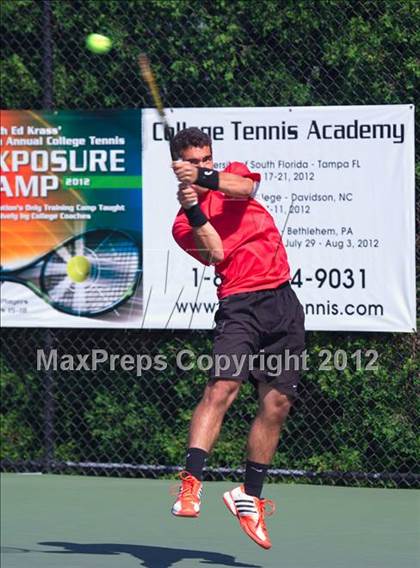 Thumbnail 3 in NYSPHSAA Boys Tennis Championships (Round 2) photogallery.
