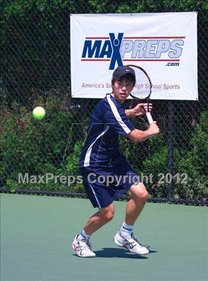 Thumbnail 1 in NYSPHSAA Boys Tennis Championships (Round 2) photogallery.