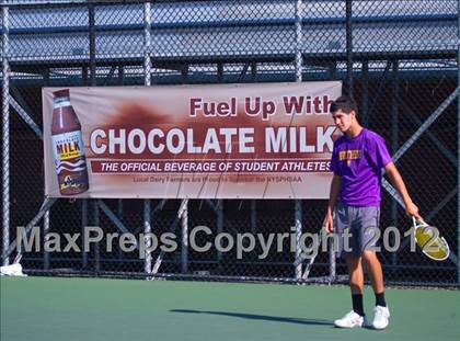 Thumbnail 1 in NYSPHSAA Boys Tennis Championships (Round 2) photogallery.