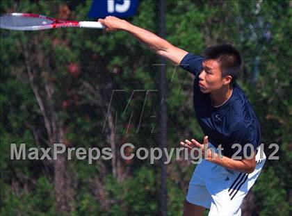 Thumbnail 1 in NYSPHSAA Boys Tennis Championships (Round 2) photogallery.