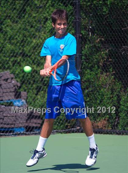 Thumbnail 1 in NYSPHSAA Boys Tennis Championships (Round 2) photogallery.