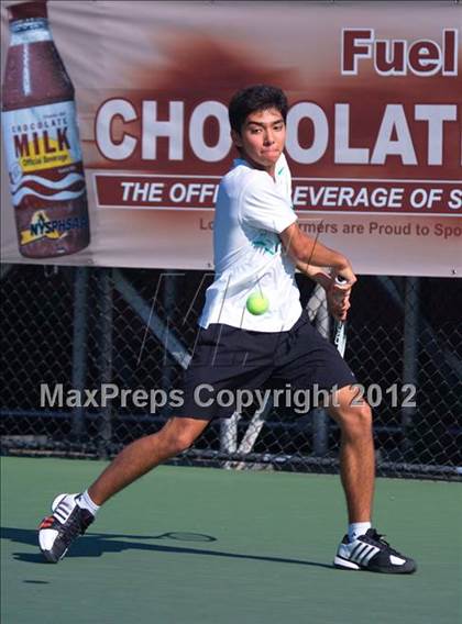 Thumbnail 1 in NYSPHSAA Boys Tennis Championships (Round 2) photogallery.