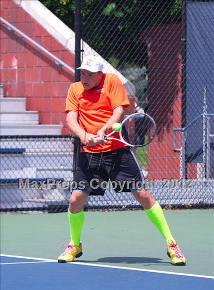 Thumbnail 1 in NYSPHSAA Boys Tennis Championships (Round 2) photogallery.