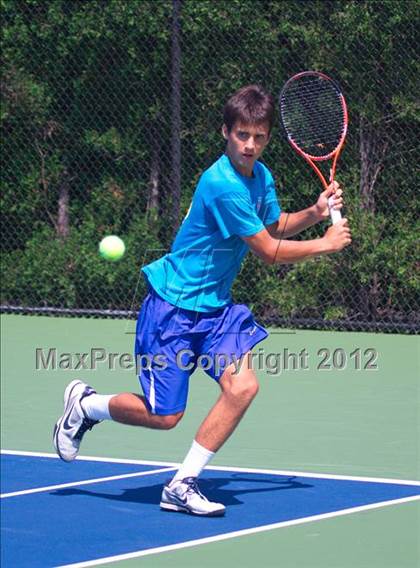 Thumbnail 1 in NYSPHSAA Boys Tennis Championships (Round 2) photogallery.