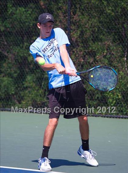 Thumbnail 1 in NYSPHSAA Boys Tennis Championships (Round 2) photogallery.