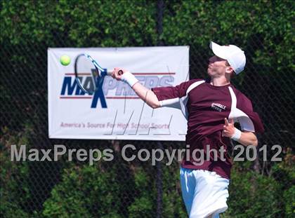 Thumbnail 1 in NYSPHSAA Boys Tennis Championships (Round 2) photogallery.