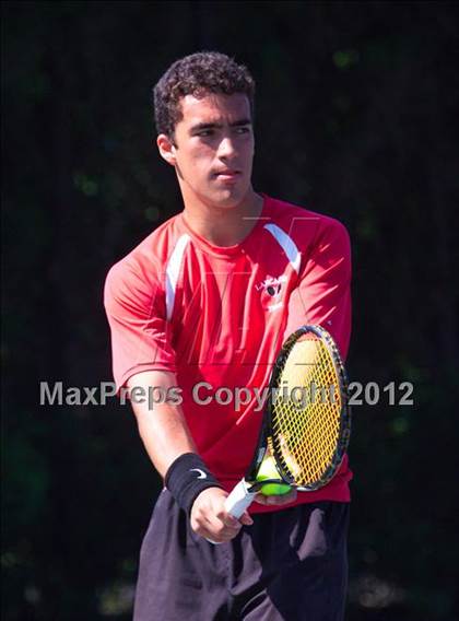 Thumbnail 2 in NYSPHSAA Boys Tennis Championships (Round 2) photogallery.