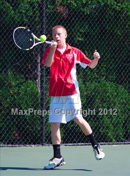 Thumbnail 1 in NYSPHSAA Boys Tennis Championships (Round 2) photogallery.