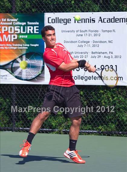 Thumbnail 2 in NYSPHSAA Boys Tennis Championships (Round 2) photogallery.