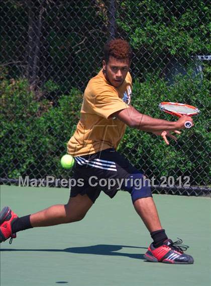 Thumbnail 1 in NYSPHSAA Boys Tennis Championships (Round 2) photogallery.