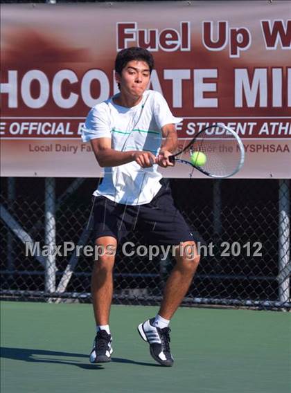Thumbnail 2 in NYSPHSAA Boys Tennis Championships (Round 2) photogallery.