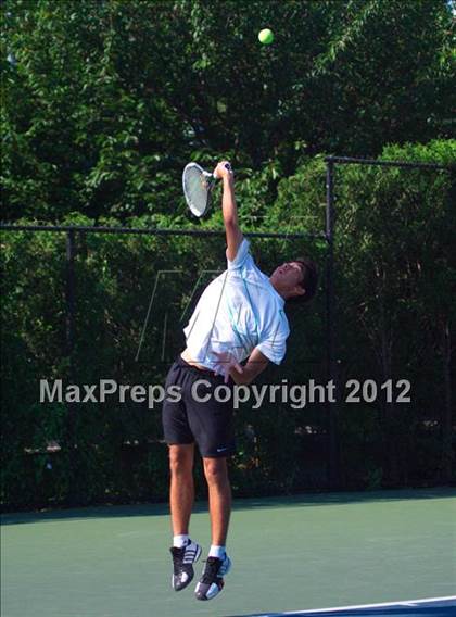 Thumbnail 1 in NYSPHSAA Boys Tennis Championships (Round 2) photogallery.