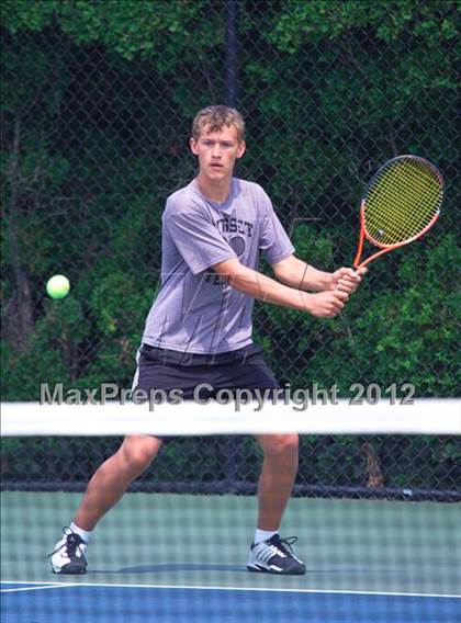 Thumbnail 1 in NYSPHSAA Boys Tennis Championships (Round 2) photogallery.
